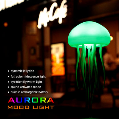 Cute Jellyfish LED Night Light – Rechargeable, Voice-Controlled Dancing Legs, RGB Bedside Lamp, Bluetooth Speaker & Humidifie