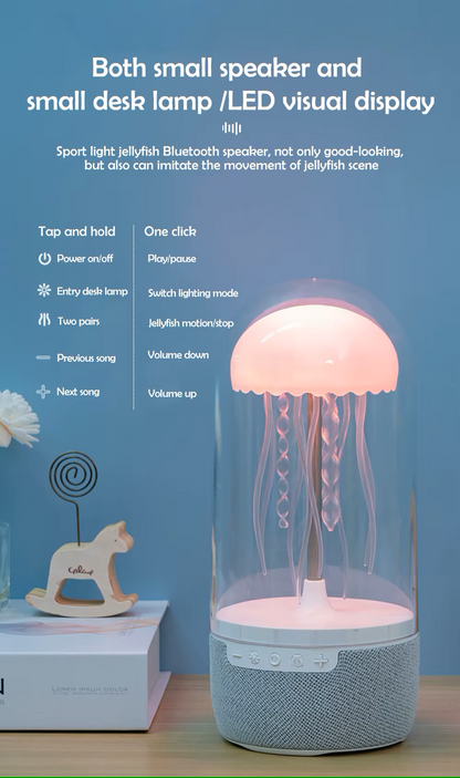 Cute Jellyfish LED Night Light – Rechargeable, Voice-Controlled Dancing Legs, RGB Bedside Lamp, Bluetooth Speaker & Humidifie