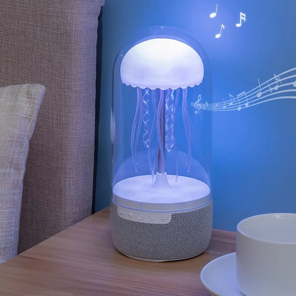 Cute Jellyfish LED Night Light – Rechargeable, Voice-Controlled Dancing Legs, RGB Bedside Lamp, Bluetooth Speaker & Humidifie