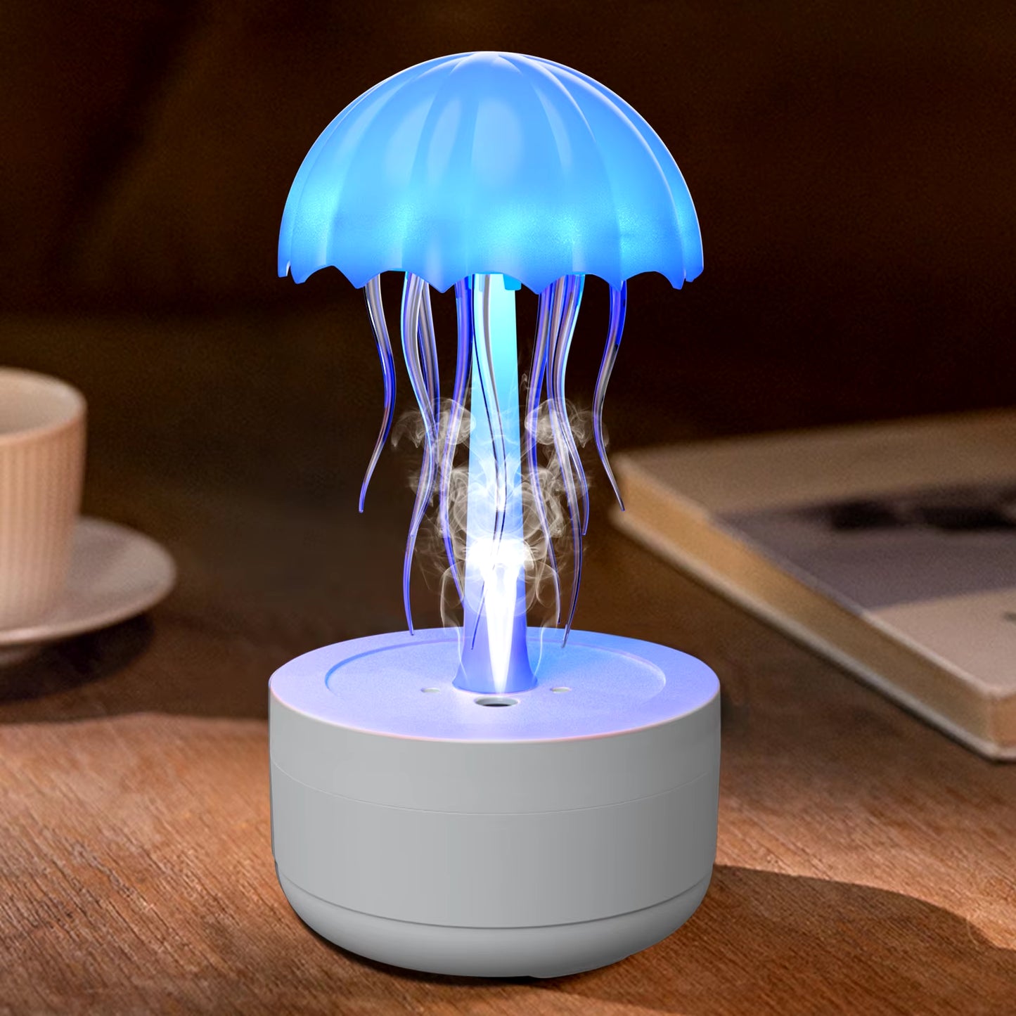 Cute Jellyfish LED Night Light – Rechargeable, Voice-Controlled Dancing Legs, RGB Bedside Lamp, Bluetooth Speaker & Humidifie